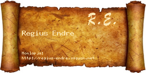 Regius Endre névjegykártya